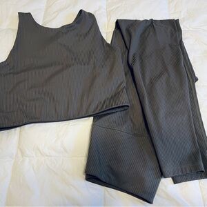 Girlfriend collective Ribbed Active Set - Forest Green Tank & Leggings